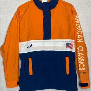 American Classics Jacket Windbreaker Pullover Retro Style Studio XS Blue Orange